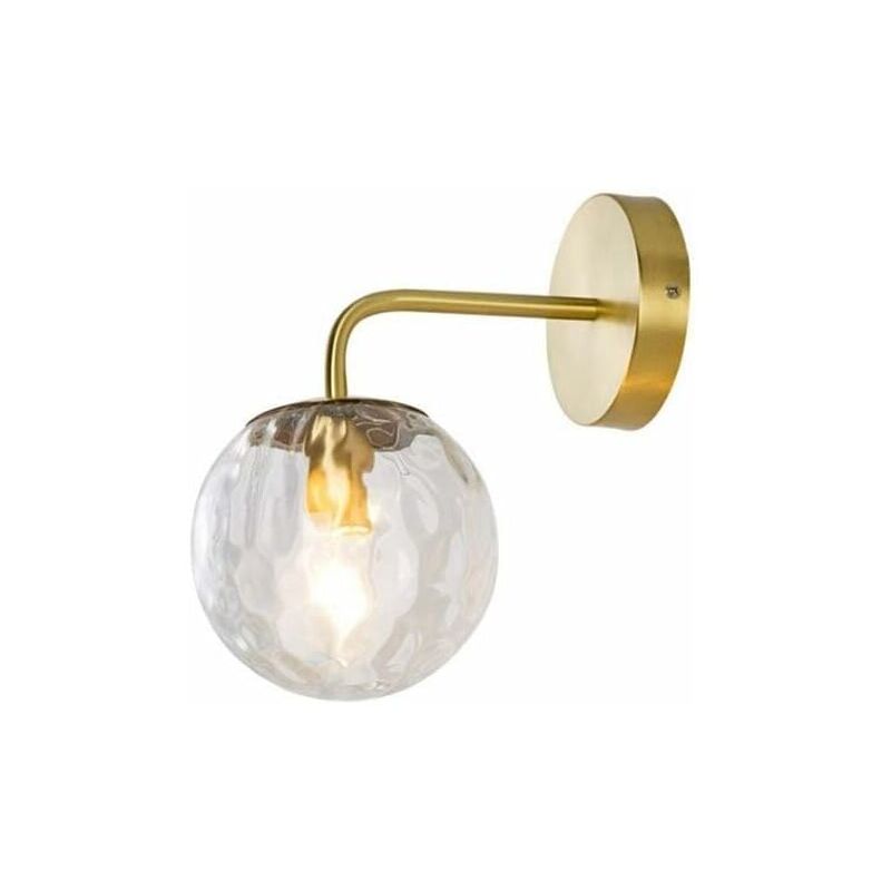 foto del prodotto tonchean lampada da parete moderna del nord europa con paralume a sfera in vetro, supporto in metallo ottone, semplice lampada da parete per