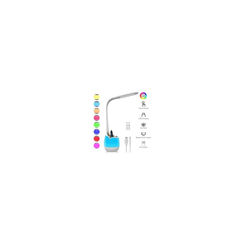 foto del prodotto tonchean lampada da scrivania flessibile, lampada ricaricabile con luce notturna colorata 3 modalit e 3 livelli. controllo touch luminosit 