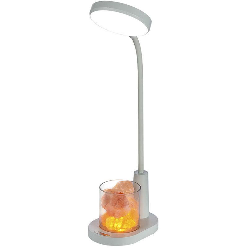 foto del prodotto tonchean lampada da scrivania per bambini, lampada da tavolo in sale dell himalaya, luce notturna con cambio colore automatico con portapenne, luce
