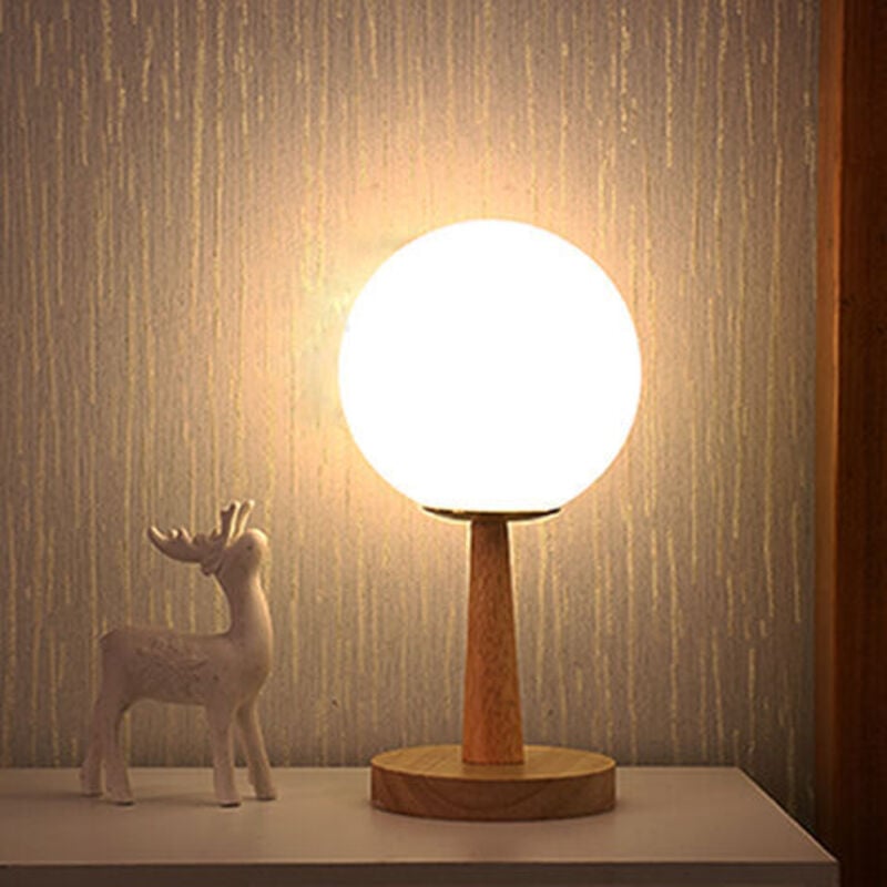 foto del prodotto tonchean lampada da tavolo con base in bamb , dimmerabile, estensibile, led, luce notturna, bianco caldo bianco, altezza 28 cm