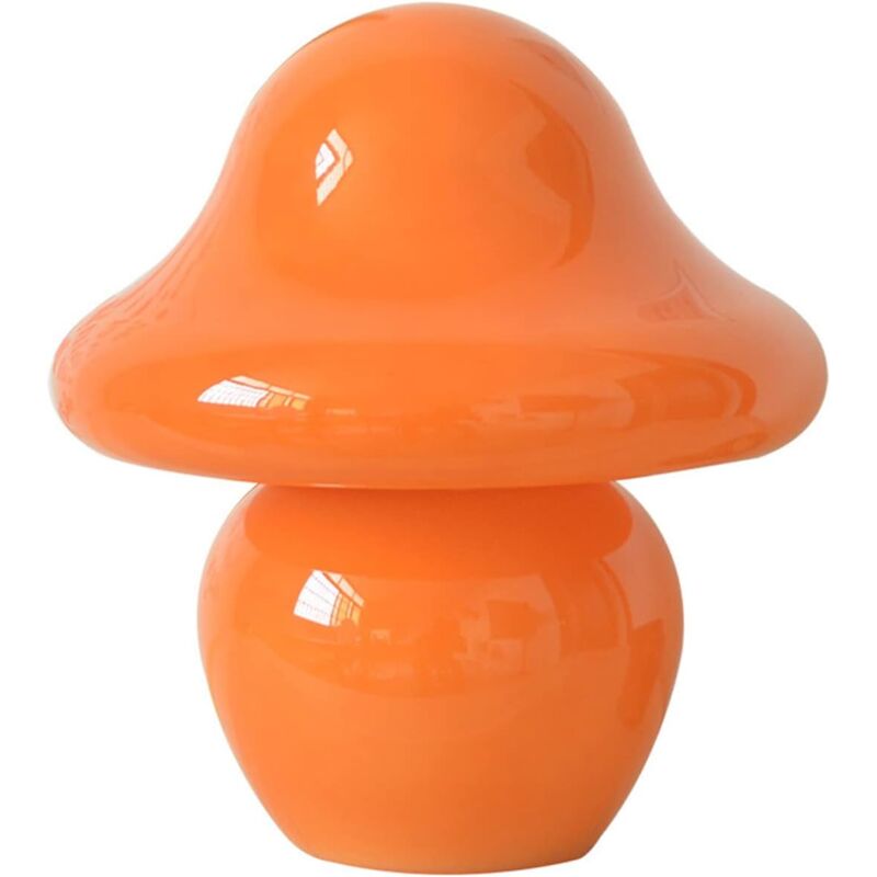 foto del prodotto tonchean - lampada da tavolo in pietra e vetro fumé marrone - arancione brillante tricolore dimmerabile