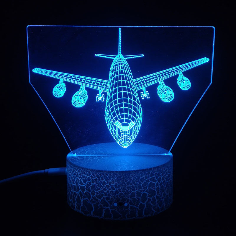 foto del prodotto tonchean lampada notturna a led per aereo, lampada 3d art deco, luci a led, lampada decorativa, telecomando, 7 16 colori, alimentazione tramite