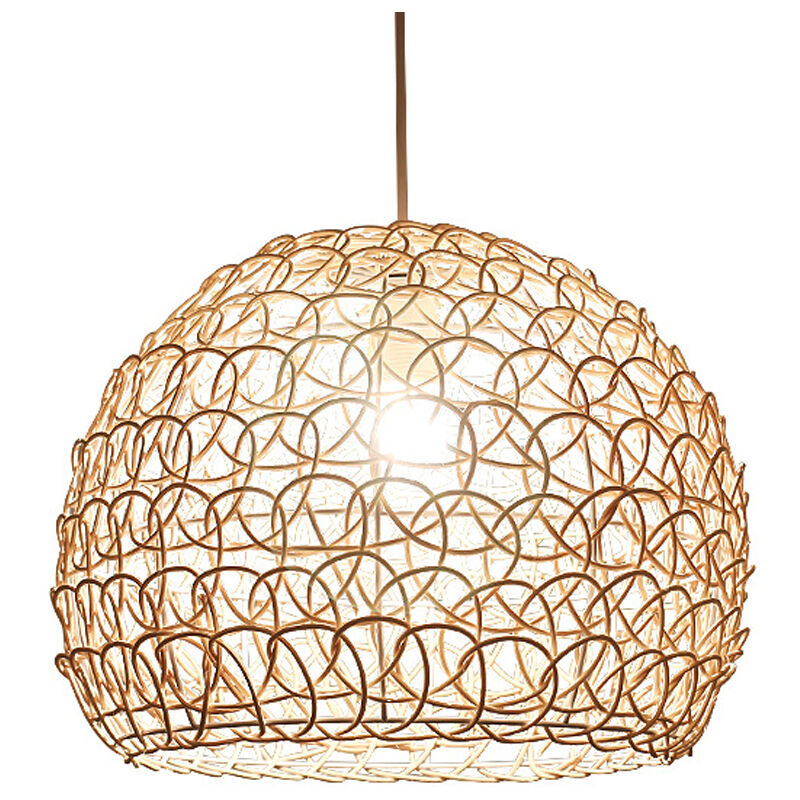 foto del prodotto tonchean lampadario a sospensione da 25 cm, stile rurale, retr , in rattan intrecciato a mano, paralume in bamb , altezza regolabile, lampada da