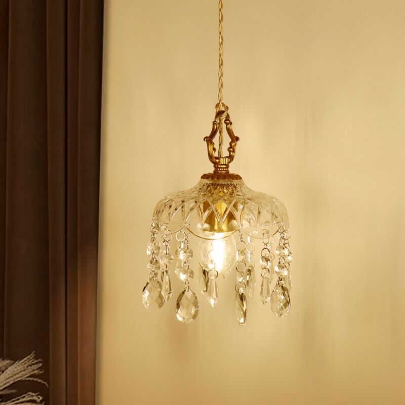 immagine 0 del prodotto tonchean lampadario in cristallo di rame pieno, luce da balcone per portico corridoio retr francese senza fonte di luce