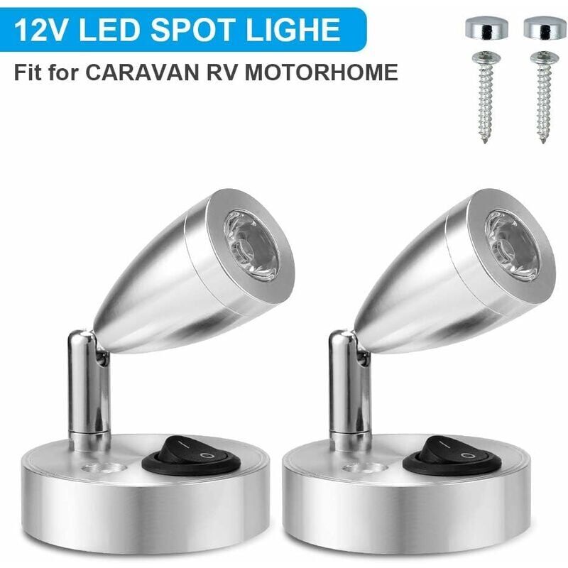 foto del prodotto tonchean luce di lettura 2 confezioni di faretti led 12v, illuminazione interna led 3000k, interruttore regolabile, luce calda 3w, argento