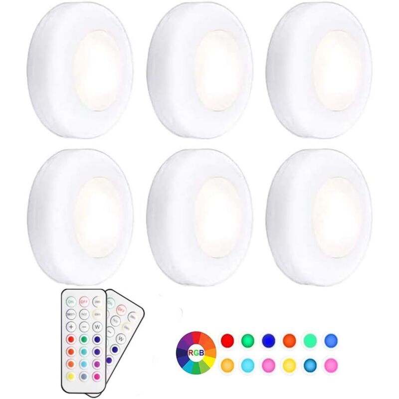 foto del prodotto tonchean luce notturna a led per armadio, rgb, 13 colori, dimmerabile senza fili, con telecomando, a batteria, confezione da 6 classe energetica
