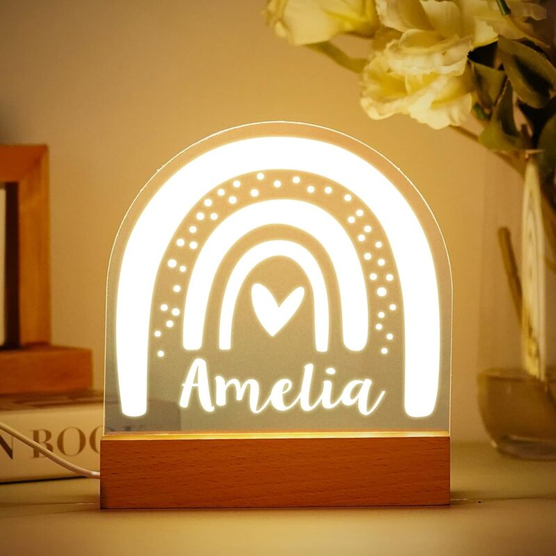 foto del prodotto tonchean luce notturna a led per neonati, lampada con nome personalizzato, regalo di battesimo per bambino e bambina, regalo di nascita per