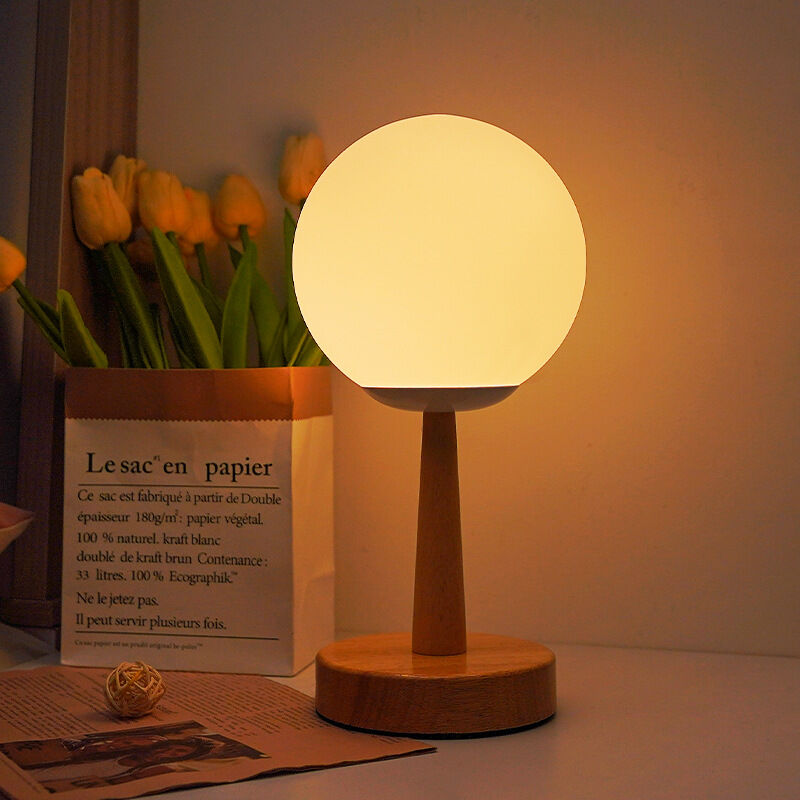 foto del prodotto tonchean luce notturna in legno a tema spaziale con paralume in vetro dimmerabile alimentazione tramite usb, luminosit regolabile, controllo