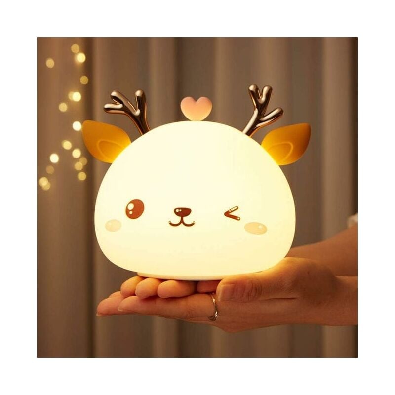 foto del prodotto tonchean luce notturna per bambini, luce notturna a led ricaricabile per bambini, lampada da comodino, 7 colori in silicone portatile, lampada