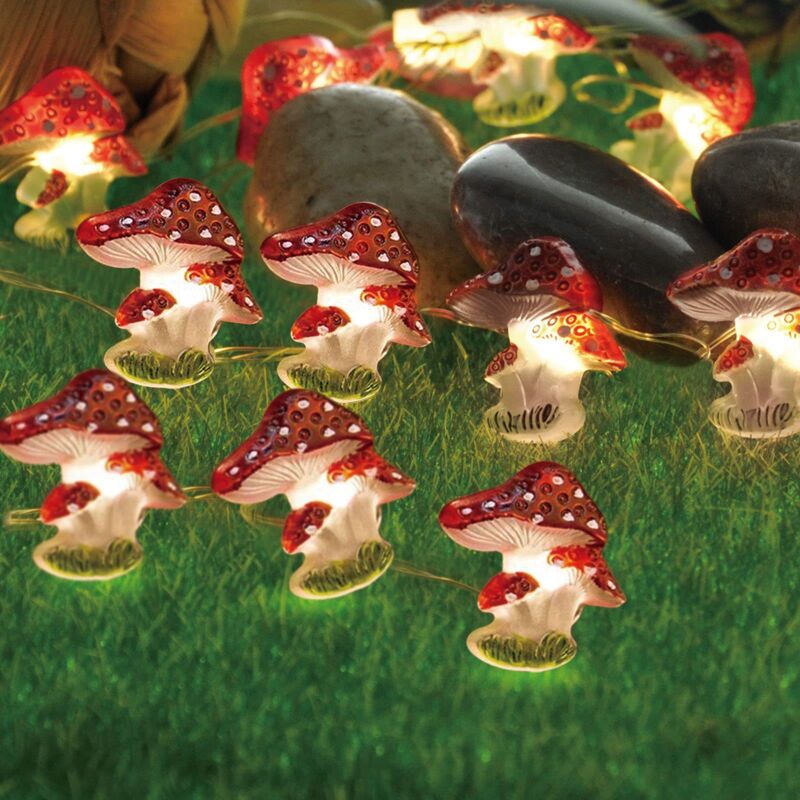 foto del prodotto tonchean luci a led a forma di fungo, 3m 30 led a batteria, luci fatate per halloween, natale, matrimonio, interni, camera da letto, patio,
