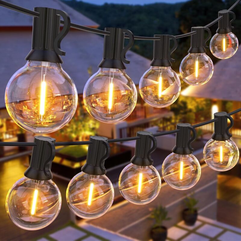 foto del prodotto tonchean luci a led per esterni, luci a led g40 da 30 m con 50 lampadine, ip44 impermeabili, base e12, per patio, giardino, terrazza, esterno