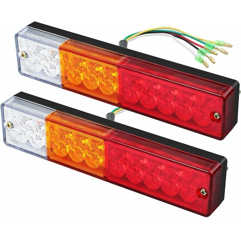 foto del prodotto tonchean luci e riflettori per rimorchi, 2 luci posteriori a led, luce di retromarcia e freno, luce posteriore con indicatore di direzione a 40 led