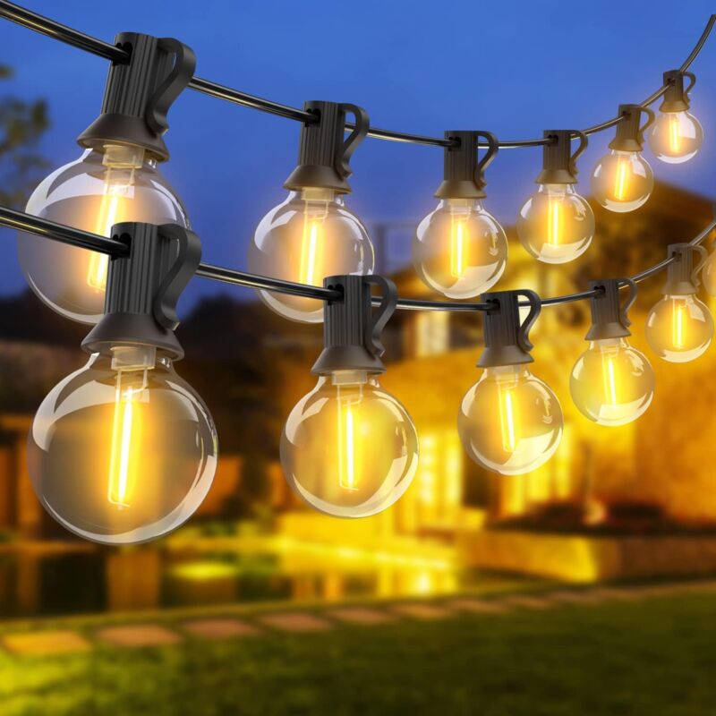 foto del prodotto tonchean luci per esterni, 2 confezioni, 30 m in totale, 50 4 lampadine led g40, luci fatate impermeabili per giardino, festa, patio, matrimonio