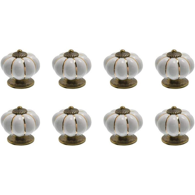 foto del prodotto tonchean maniglia per mobili, 8 pomelli per cassetti in ceramica, pomelli per mobili a forma di zucca per cassetti e armadietti della cucina