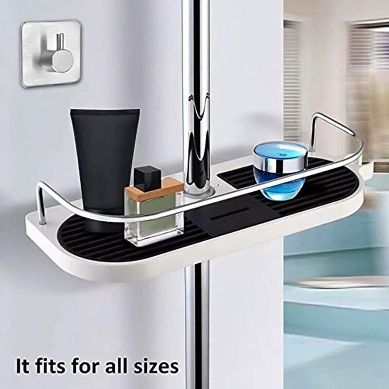 foto del prodotto tonchean mensola telescopica per doccia con asta regolabile, organizer per bagno, porta sapone multifunzione per shampoo, sapone e lozione, 1