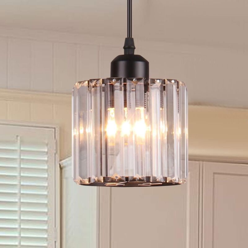 foto del prodotto tonchean mini lampadario in cristallo cromato, lampada a sospensione a filo del soffitto, lampada a sospensione moderna per sala da pranzo, camera