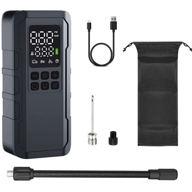 foto del prodotto tonchean mini pompa d aria portatile per auto, pompa d aria portatile con ricarica wireless, pompa per pneumatici, adatta per biciclette, auto,
