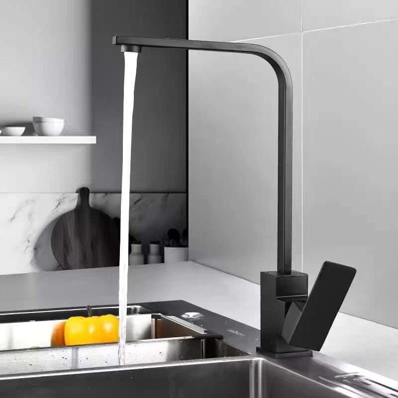 foto del prodotto tonchean miscelatore lavello 360 nero con bocca girevole quadrata