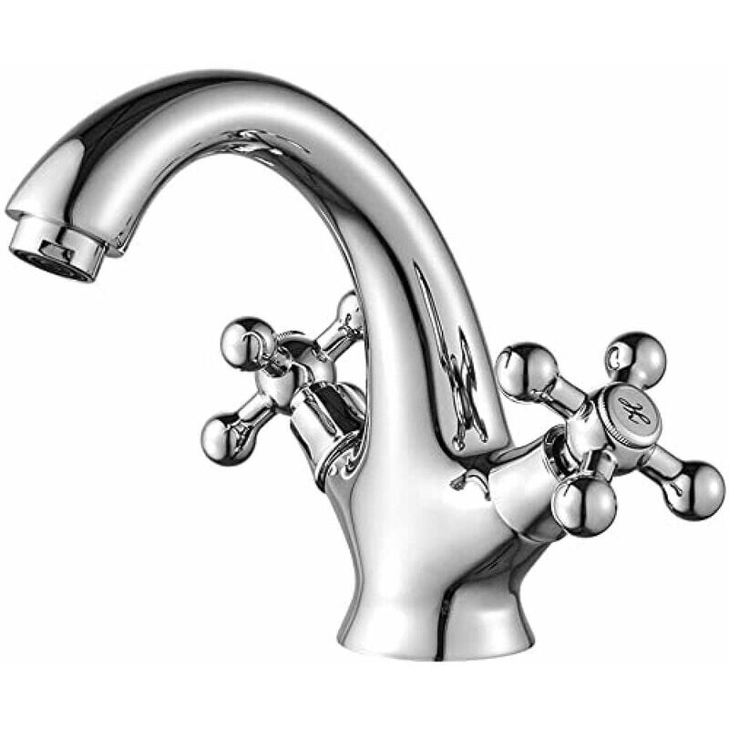 foto del prodotto tonchean miscelatore per lavabo, miscelatore per bagno vintage, cromato, argento