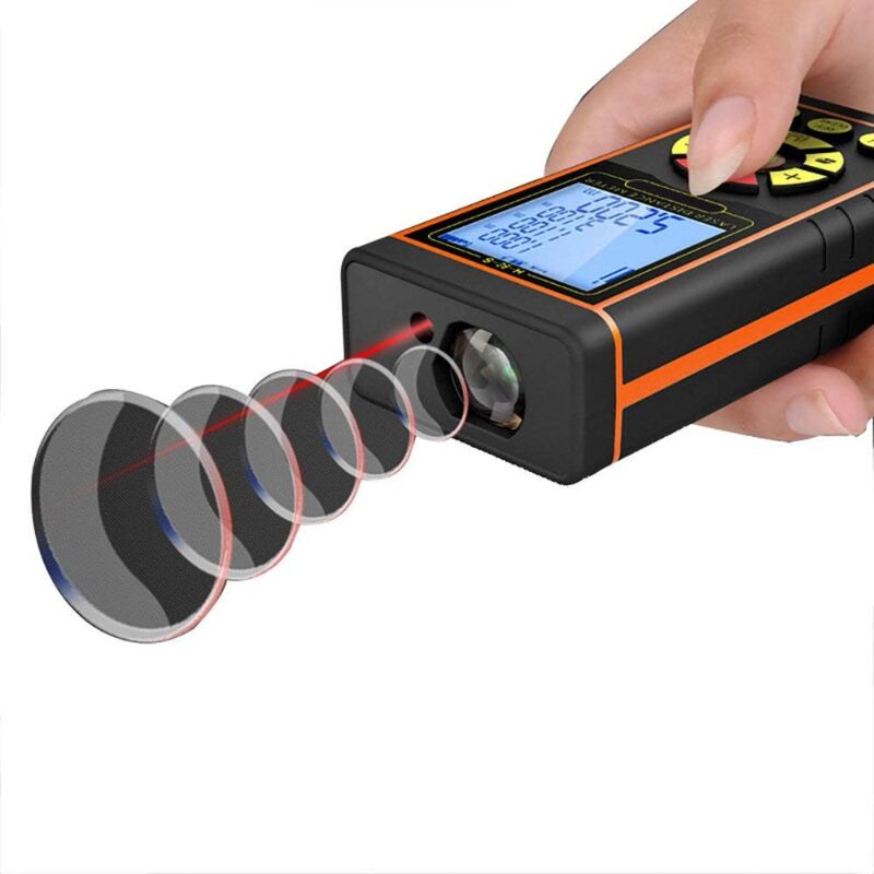 foto del prodotto tonchean misuratore laser da 40 m 60 m 80 m 100 m, misuratore di distanza laser portatile, strumento di misurazione digitale con impugnatura, con