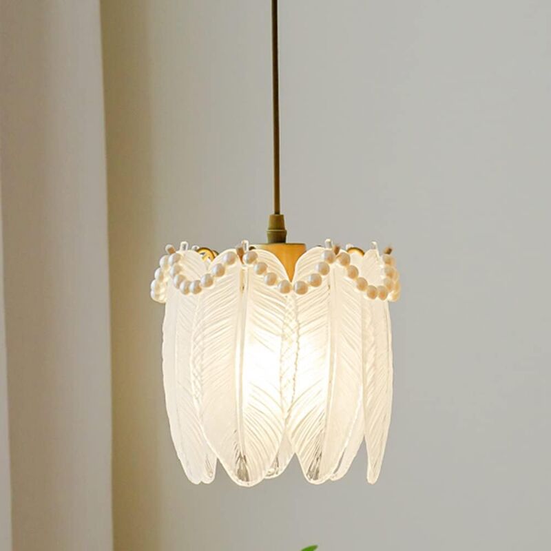 foto del prodotto tonchean moderna ed elegante lampada a sospensione in cristallo con piume, lampada a sospensione in stile art d co francese, lampada a sospensione