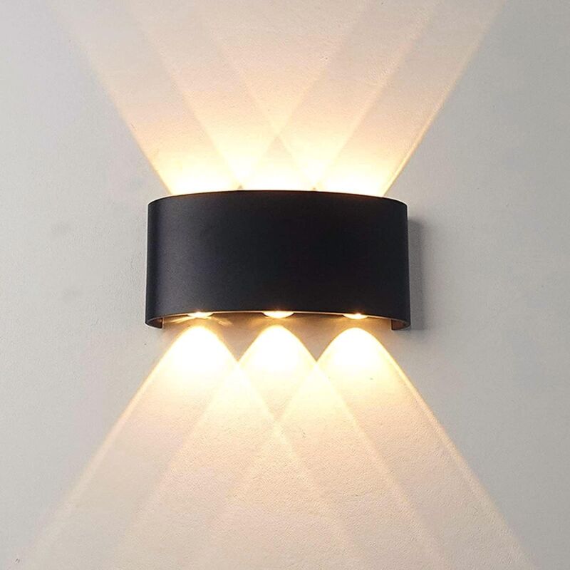 foto del prodotto tonchean moderna lampada da parete a led per interni, bianco caldo, 6 w, guscio nero, ip65, lampada da parete per esterni in alluminio impermeabile