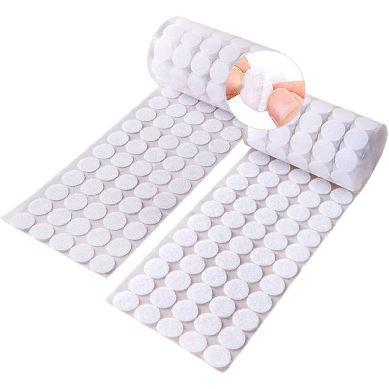 foto del prodotto tonchean nastro adesivo rotondo, 300 paia di nastro biadesivo bianco da 20 mm, 600 capsule circolari autoadesive con gancio e passante, punti