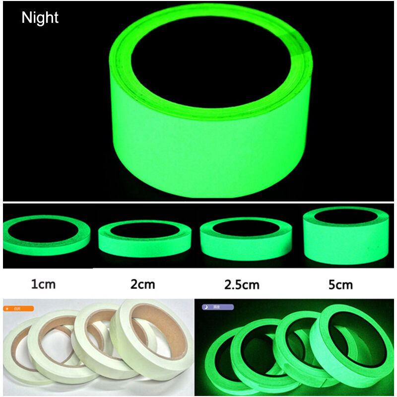 foto del prodotto tonchean nastro luminoso fluorescente a 2 volumi, autoadesivo, impermeabile, rimovibile, nastro fosforescente per scale, palchi, biciclette, camere