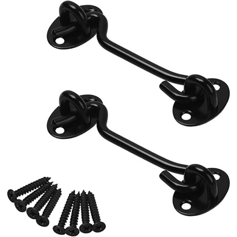 foto del prodotto tonchean pezzi gancio per cancello in acciaio inossidabile con viti da 4 pollici per porte di capannoni e porte di garage nero