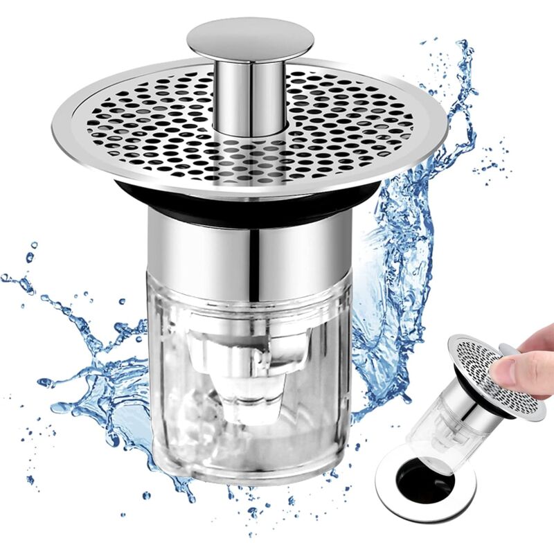 foto del prodotto tonchean piletta universale per lavello, tappo pop up per lavello, piletta per lavello con filtro anti intasamento, tappo universale per lavello