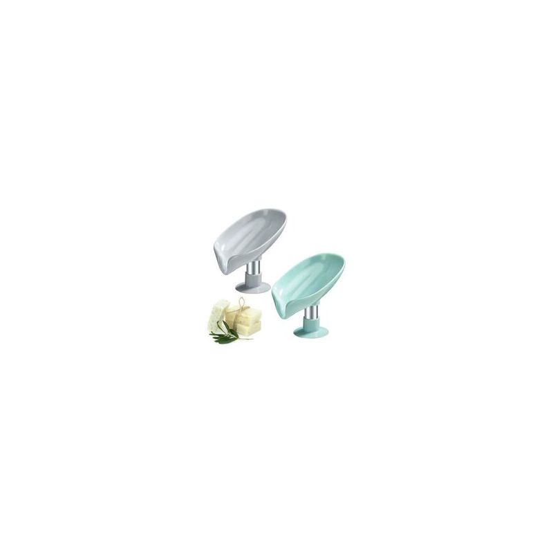 foto del prodotto tonchean porta sapone, porta sapone per doccia bagno, porta sapone con ventosa, porta sapone a forma di foglia per bagno e cucina verde e grigio 