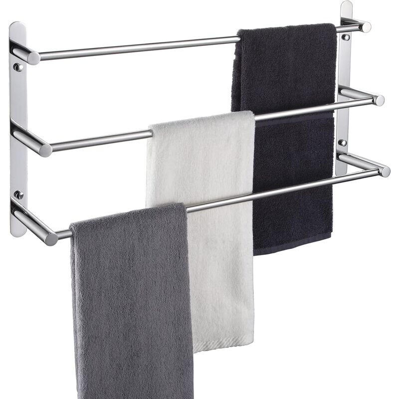 foto del prodotto tonchean portasciugamani da bagno a 2 livelli con gancio, portasciugamani da parete in acciaio inossidabile da 24 per bagno, portasciugamani con