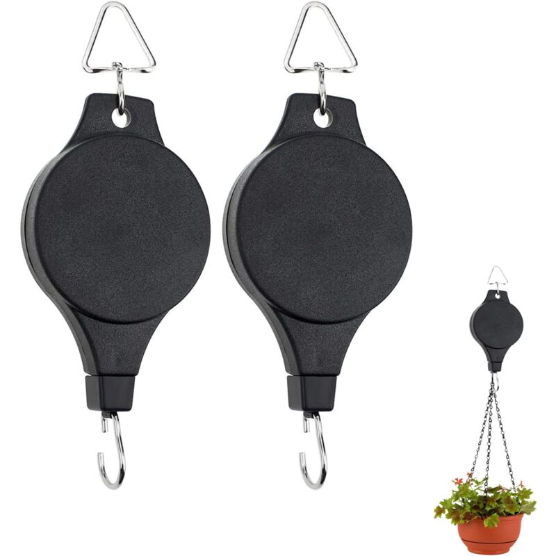 foto del prodotto tonchean puleggia per cesti appesi, puleggia per ganci per piante, gancio per vasi di fiori e cestini appesi retrattile di facile accesso per cesti