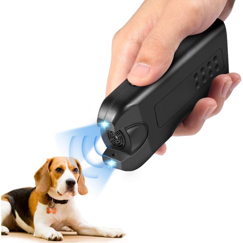 foto del prodotto tonchean repellente portatile per cani con torcia a led, repellente elettronico per animali a doppio canale, pratico repellente per cani ad