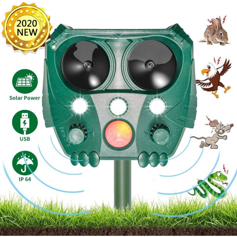 foto del prodotto tonchean repellente solare ad ultrasuoni per animali, repellente per gatti, repellente per martore con sensore di movimento e flash per gatti,