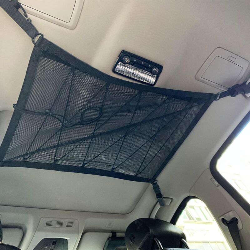 foto del prodotto tonchean rete portaoggetti per tetto auto, organizer multifunzionale con cerniera, borsa universale per bagagli da tetto con quattro braccioli per