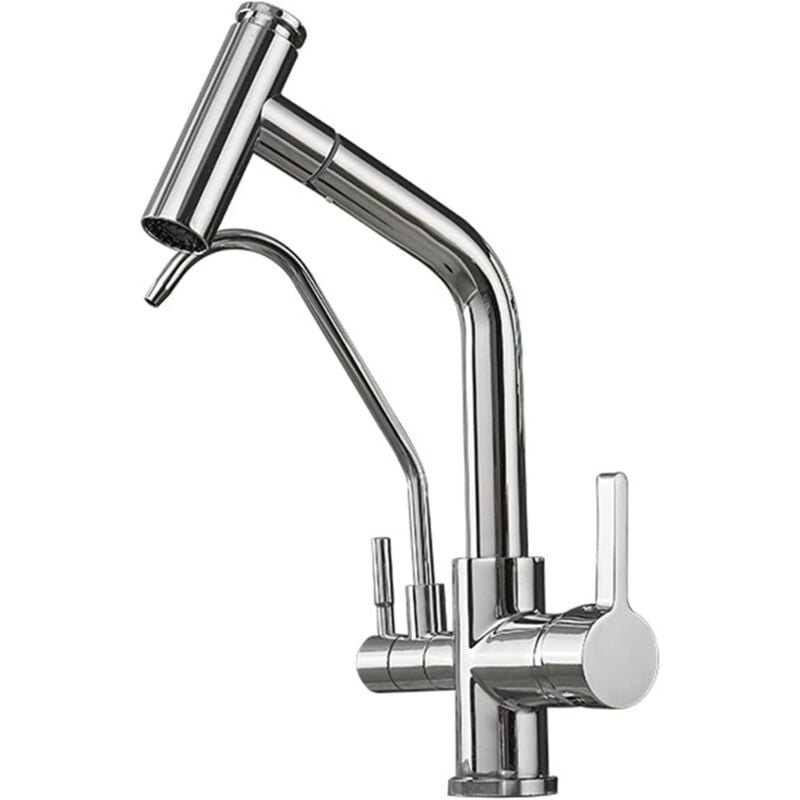 foto del prodotto tonchean rubinetti da cucina a 3 vie con doccetta estraibile, rubinetto da cucina in ottone, acqua calda e fredda purificata, rubinetto