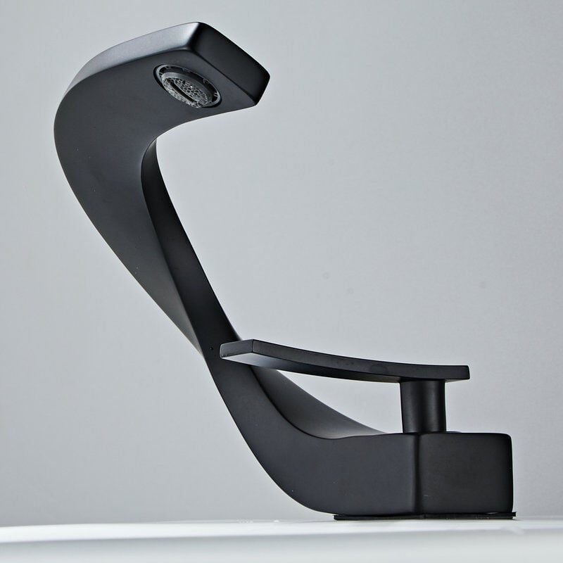 foto del prodotto tonchean rubinetto per bagno nero, miscelatore per lavabo dal design elegante, rubinetto monoforo