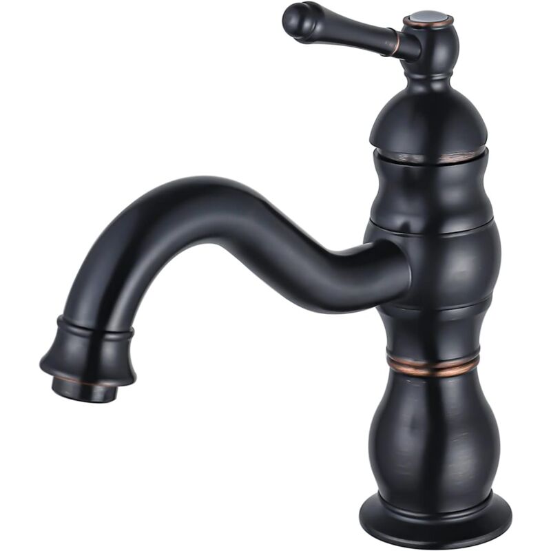 foto del prodotto tonchean rubinetto per bagno vintage nero, rotazione a 360 , miscelatore per lavabo, leva singola, rubinetto per bagno in ottone