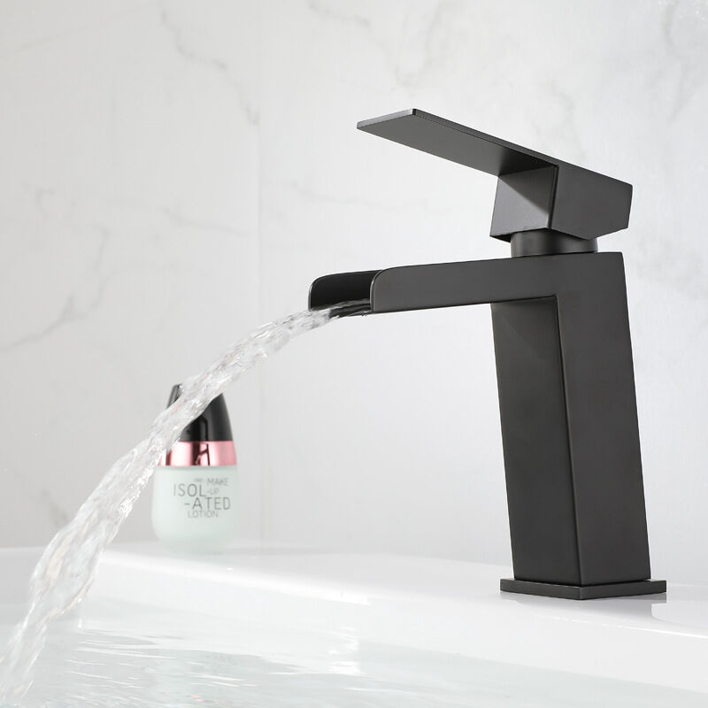 immagine 0 del prodotto tonchean rubinetto per lavabo da bagno con maniglia singola, rubinetto per lavabo a cascata nero, rubinetto per bagno con beccuccio alto, ottone
