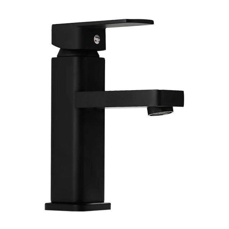 foto del prodotto tonchean rubinetto per lavabo sottopiano in acciaio inox 304 con vernice nera, foro singolo quadrato, miscelatore per lavabo caldo e freddo, hotel