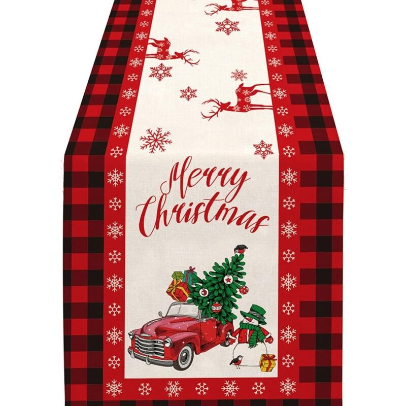 foto del prodotto tonchean runner da tavolo con paillettes per decorazioni per feste, runner da tavolo natalizio, tovaglietta con stampa in tessuto per decorazioni