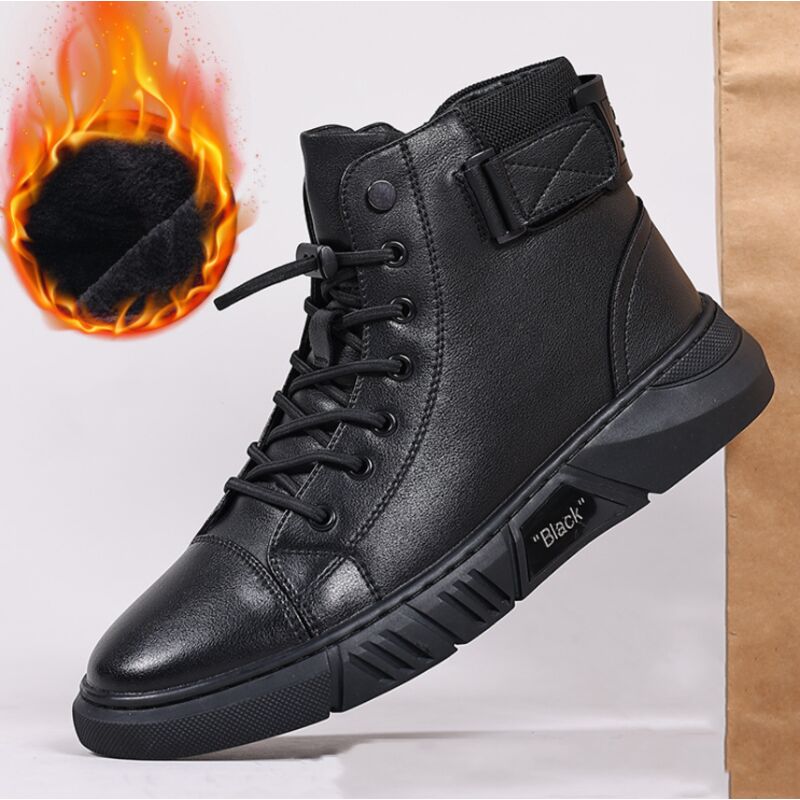 foto del prodotto tonchean scarpe antinfortunistiche, stivali alti casual neri da uomo, stivali corti in pelle antiscivolo ammortizzanti eu 39 