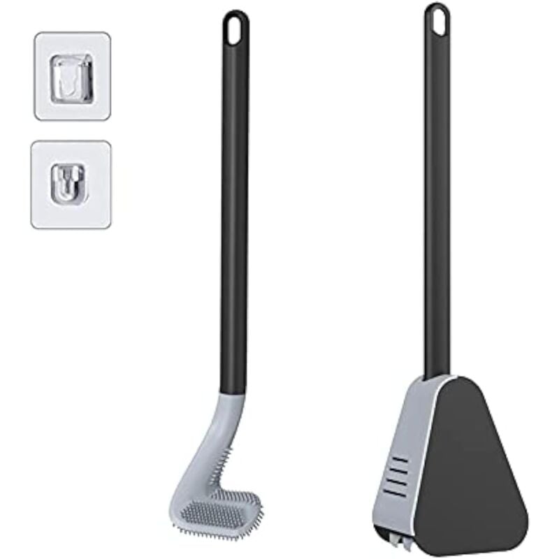 foto del prodotto tonchean scopino per wc da golf con supporto e scopino per wc, scopino per wc in silicone con manico lungo nero 
