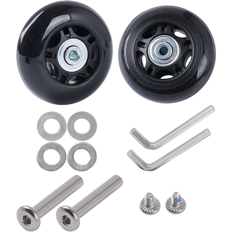 foto del prodotto tonchean set di 2 ruote di ricambio per valigie, kit di riparazione, assi in gomma silenziosi, ruote di ricambio per accessori per valigie 50 mm x