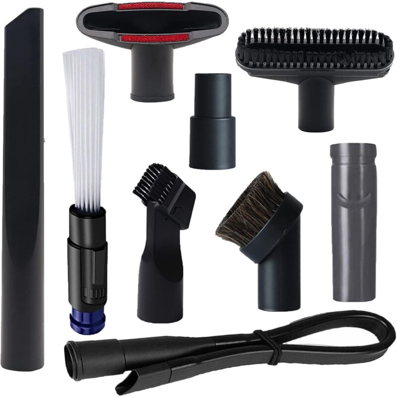 foto del prodotto tonchean set di 9 spazzole per aspirapolvere da negozio con adattatore per tubo flessibile da 1 1 4 a 1 3 8 e adattatore per dyson v6, kit di