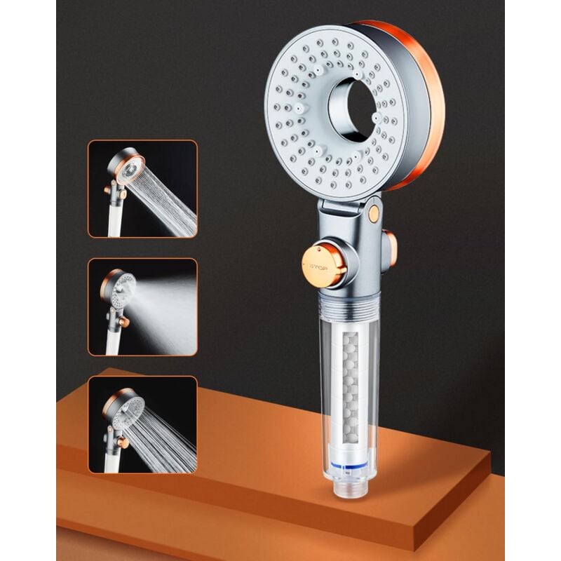 foto del prodotto tonchean soffione doccia a risparmio idrico con 3 tipi di getto, doccetta manuale con aumento della pressione e filtro anticalcare, soffioni doccia