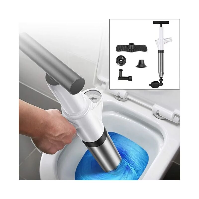 foto del prodotto tonchean stantuffo per wc ad alta pressione con 4 testine sostituibili stantuffo per pompa wc sbloccatore di scarico bianco 