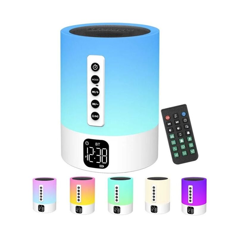 foto del prodotto tonchean sveglia con altoparlante bluetooth, lampada da comodino con macchina per rumore bianco, sveglia con altoparlante bluetooth per bambini con