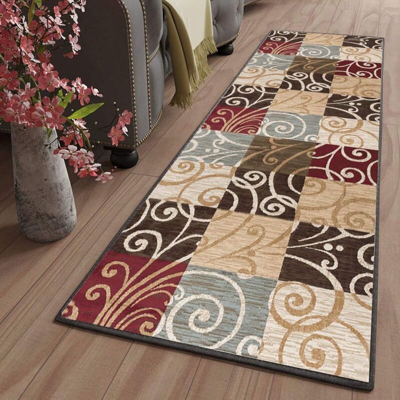 foto del prodotto tonchean tappeto da cucina per la parte anteriore del lavandino, lavabile, antiscivolo, lungo, assorbente, moderno, con motivi geometrici, per